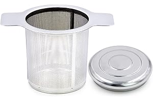 TOSSOW-18/8 Stainless Steel Tea Infuser Tea Strainer Water Filter with Double Handles for Hanging on Teapots Mugs Cups to ste