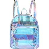 TENDYCOCO Clear Backpack Girls School Backpacks Iridescent Schoolbag Transparent School Bags for Girls Women Travel Outdoor
