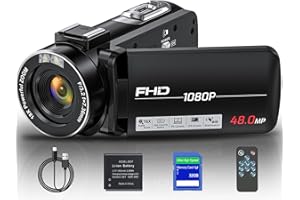 SIRMEUE Video Camera Camcorder, Full HD 1080P Camcorder 48MP 16X Digital Video Camera for YouTube, 3.0 Inch IPS Screen Vlogging Camera Recorder with 32GB Card, Remote Control, and Battery