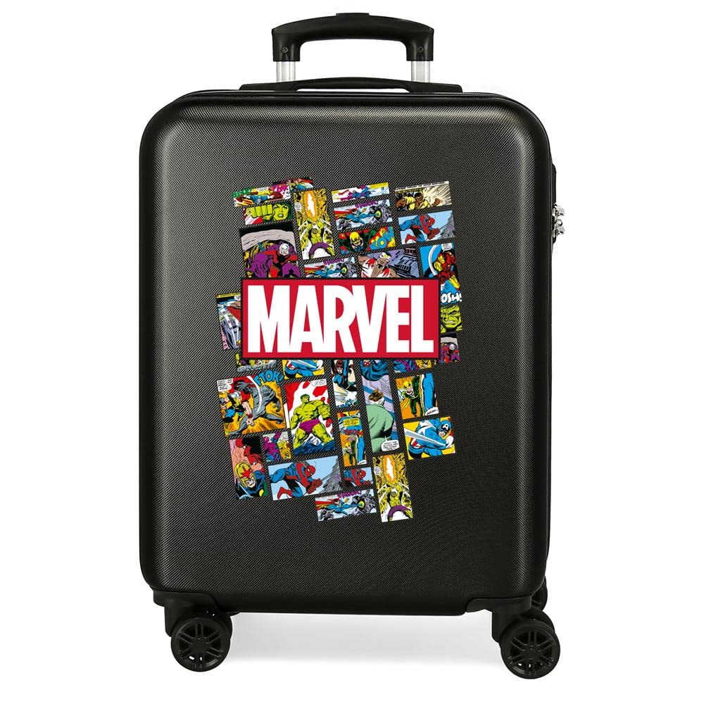 Marvel Avengers, Cabin Luggage, Black 38 x 55 x 20 cm, Rigid ABS Lateral Combination Lock 34 L, 2.6 kg, 4 Double Wheels Hand Luggage