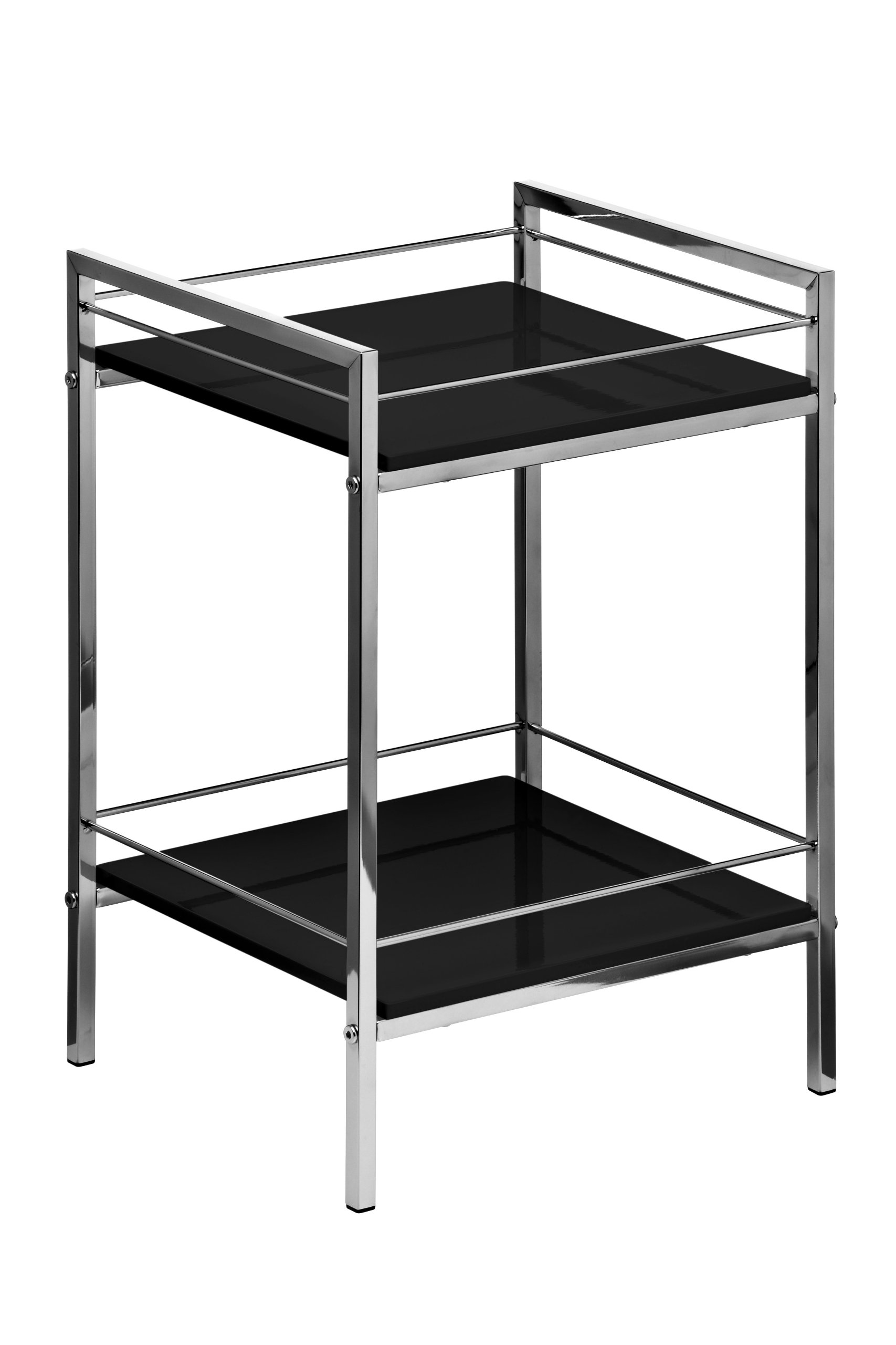 Premier Housewares 2 Tier Shelf Unit with Chrome Frame - 51 x 34 x 30 cm, Black