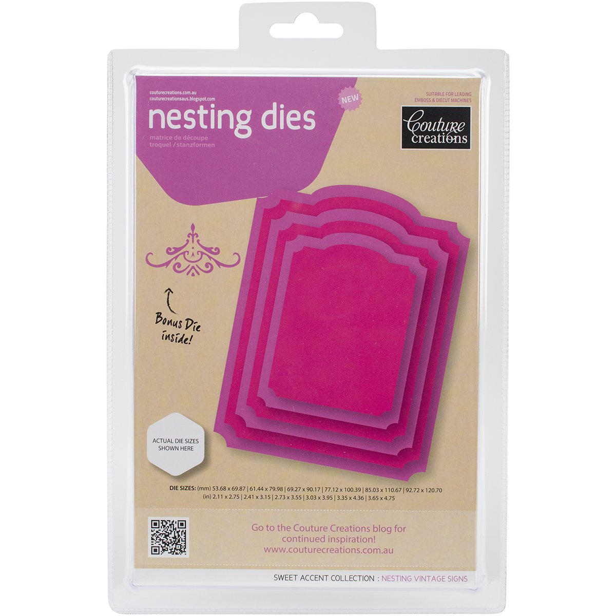 Couture Creations Sweet Accents Nesting Vintage Signs Die, Black