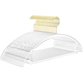 MIZGI Premium Clear Hangers (Pack of 50) Heavyduty-Acrylic No Shoulder Bump Suit Hangers - Space Saving Clothes Hangers,Rounded Hanger for Coat,Sweater,Jackets,Pants