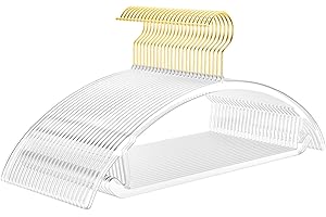 MIZGI Premium Clear Hangers (Pack of 50) Heavyduty-Acrylic No Shoulder Bump Suit Hangers - Space Saving Clothes Hangers,Rounded Hanger for Coat,Sweater,Jackets,Pants