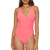 Becca Womens Modern Edge High-Leg One Piece Swimsuit, Scoop Neck, Bathing Suits for Women