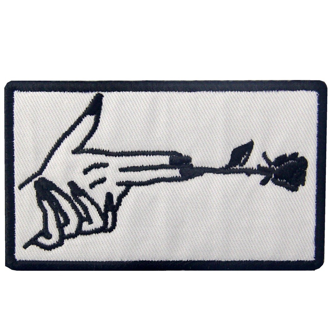 Finger Gun and Flower Patch Embroidered Hand Gesture Badge Iron On Sew On Emblem