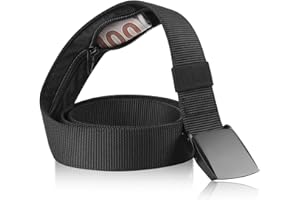 TIECHI Money Belt- Travel Security Money Belt with Secret Compartment, Anti-Theft Nylon Hidden Money Pouch with Zinc Alloy Buckle for Dad Boyfriend Men, Business Travel Daily