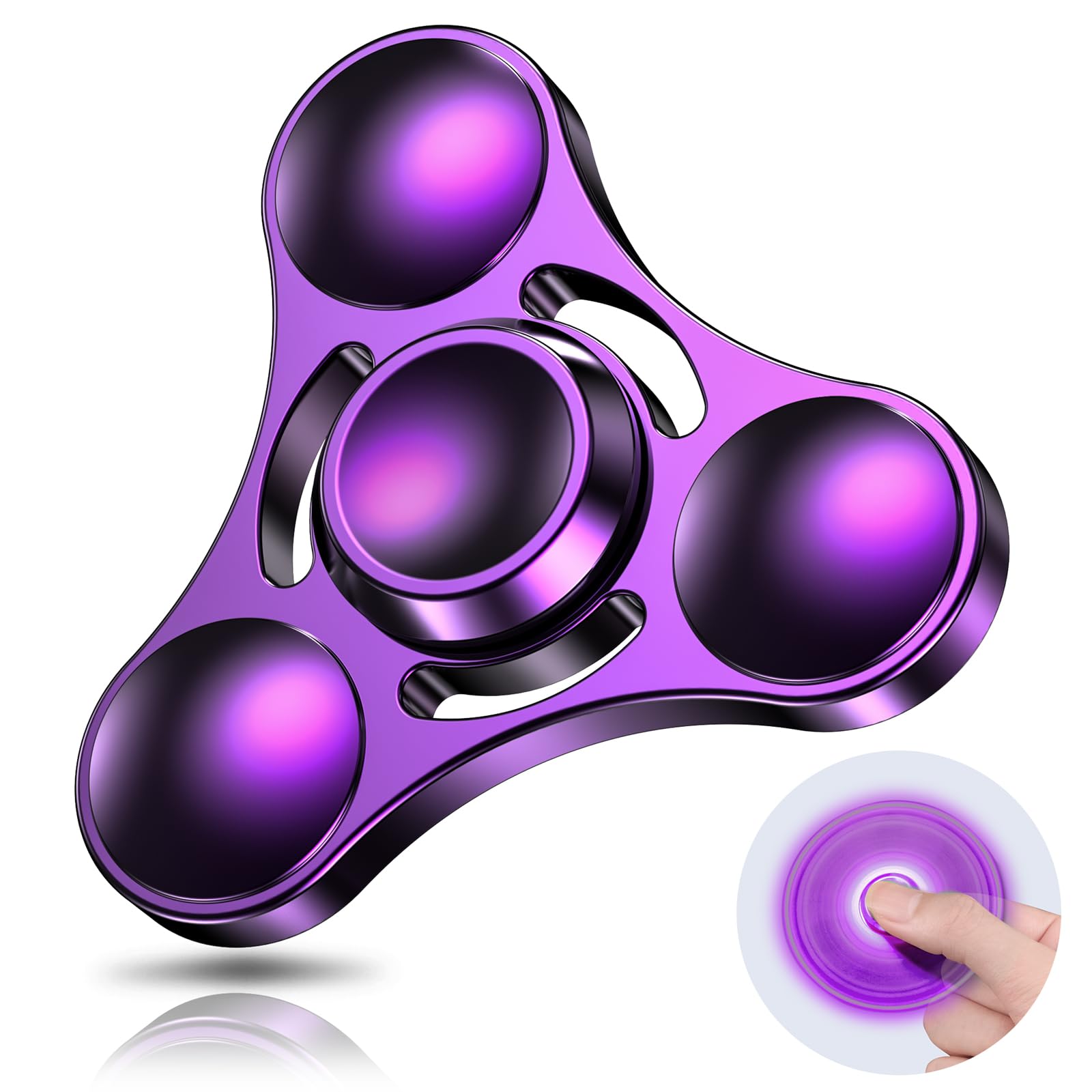 Aolcev Fidget Spinner Metal Toy Ultra Durable Toys Stainless Steel Bearing High Speed 3-5 Min Precision Brass Finger Spinner EDC ADHD Stress Relief Anxiety Hand Fidget Spinners for Kids Adult-Purple
