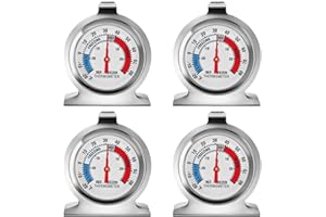 Zynaxir 4 Pack Refrigerator Thermometer, Freezer Thermometer, Large Dial Freezer Thermometer, Stainless Steel Fridge Thermome