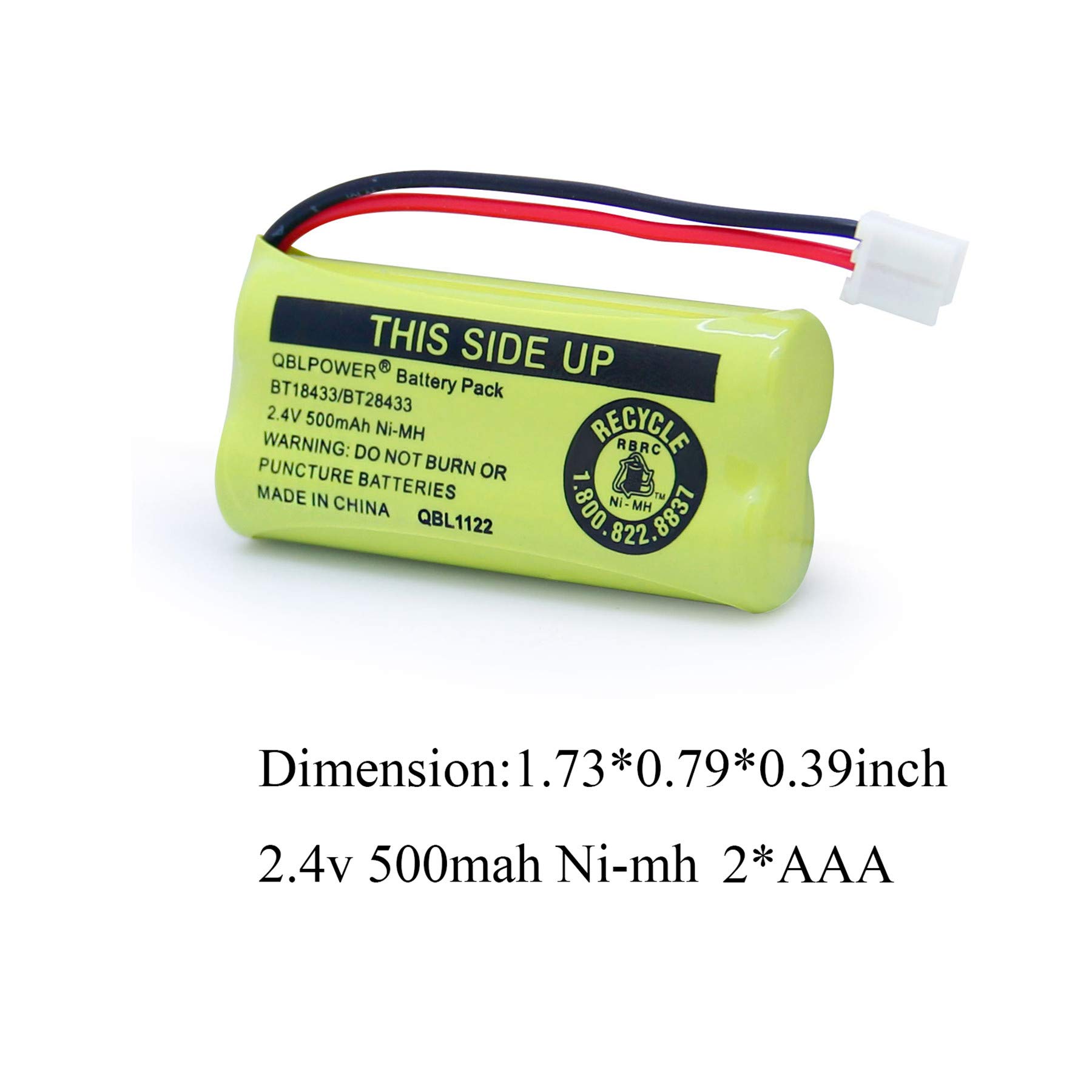 2.4V BT18433/BT28433 Rechargeable Battery Compatible with AT&T Vtech Phones BT18433 BT184342 BT28433 BT284342 BT-8300 BATT-6010 BT1011 BT1018 BT1022 BT1031 89-1326-00-00 CPH-515D(Pack of 2)