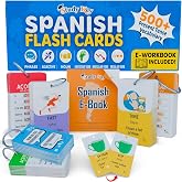 500+ Spanish Vocabulary Flash Cards for Adults &amp; Kids Ages 15+, | Verb Conjugation, Nouns, Adjectives &amp; Phrases to Learn Spanish for Adult Beginners Flashcards &amp; workbooks