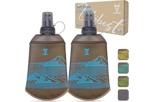 UTOBEST 200ml Soft Flask, 2 Pack Flexible TPU Hydration Water Bottle, Collapsible with 28mm Caliber for Running, Hiking, Cycling, Climbing, and Marathon Blue