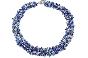 Chunky Onyx Lapis Aventurine Red Turquoise Gemstone Chips Cluster Multi Strand Statement Bib Collar Necklace for Women