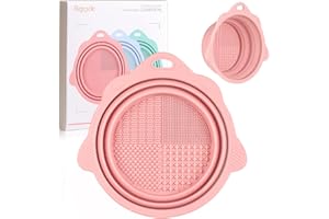 Foldable Silicone Makeup Brush Cleaner Bowl - Etercycle Portable Cleaning Tool for Brushes, Powder Puffs, and Sponges (Pink)