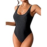 Dixperfect Women's Retro 80s/90s Inspired High Cut Low Back One Piece Swimwear Bathing Suits
