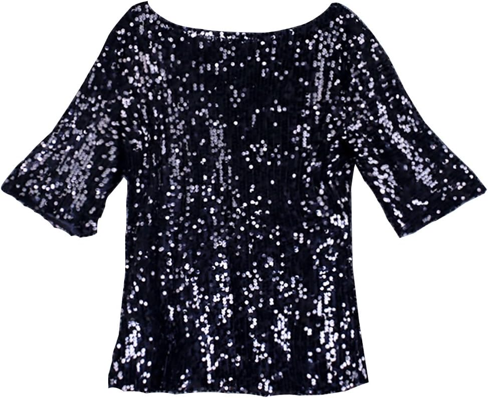 Glistening Sequin Cocktail Club Party Top Shimmer Glam Glitter Plus Size T-Shirt