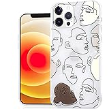 Meilib Abstract Line Women Case Designed for iPhone 12 Pro Max (2020) 6.7” inches, Drawing Protective Thin Slim Case Cartoon 