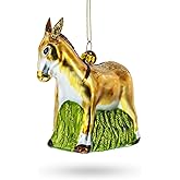 Donkey with Festive Decorations Glass Christmas Ornament