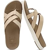 KuaiLu Womens Dressy Orthotic Flip Flops Trendy Comfortable Cushion Recovery Walking Criss Cross Thong Sandals Lightweight Yoga Foam Summer Slides with Plantar Fasciitis Arch Support