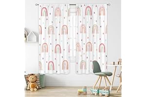 Cinbloo Kids Boho Rainbow Curtains for Baby Girls 42Wx63H Inch Rod Pocket Cute Cartoon Colorful Polka Dots Bohemian Lovely Nursery Playroom Classroom Bedroom Window Drapes Treatment Fabric 2 Panels