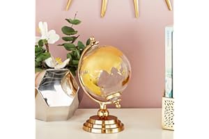 DECO 79 CosmoLiving by Cosmopolitan Aluminum Metal Globe with Tiered Base, 7" x 6" x 10", Gold