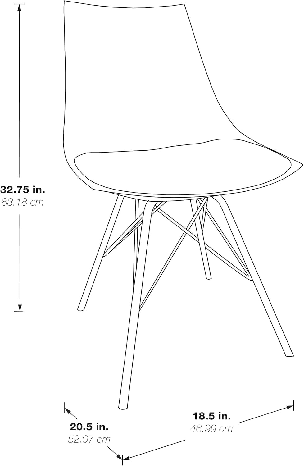 OSP Home Furnishings Oakley Mid-Century Modern Bucket Chair, Black: Furniture & Decor