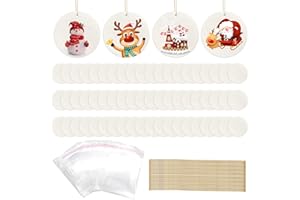 ZOCONE 60 Pcs Sublimation Ornament Blanks, DIY Christmas Ornaments for Christmas Decoration