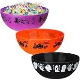 Didaey 3 Pcs Halloween Candy Bowls, Plastic Trick or Treat Serving Bowls | Happy Halloween Serving Bowls, Spooky Ghost Pumpkin Witch Designs, Reusable Party Tableware for Candy Snacks Appetizers