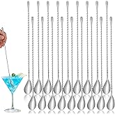 18 Pcs 12 Inch Bar Spoon Cocktail Spoon Stainless Steel Mixing Spoons Spiral Pattern with Polished Surface Stirring Spoons for Cocktail Coffee Drinks, Home Bar Party (Silver)