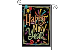 AVOIN COLORLIFE AVOIN Happy New Year Garden Flag Vertical Double Sized, Balloon Firework Celebration Party Yard Outdoor Decoration 12.5 x 18 Inch