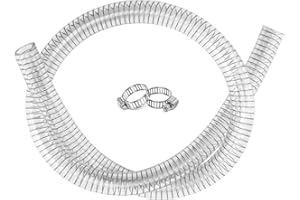 ZY-hosetube Suction Hose 3/4" ID - 5ft Clear Wire Reinforced Vinyl Tubing Heavy Duty PVC Spiral Steel Flexible Hose, Drain Fuel Oil Gas Water for Marine Bilge Pump Pond Spa, with 2 clamps