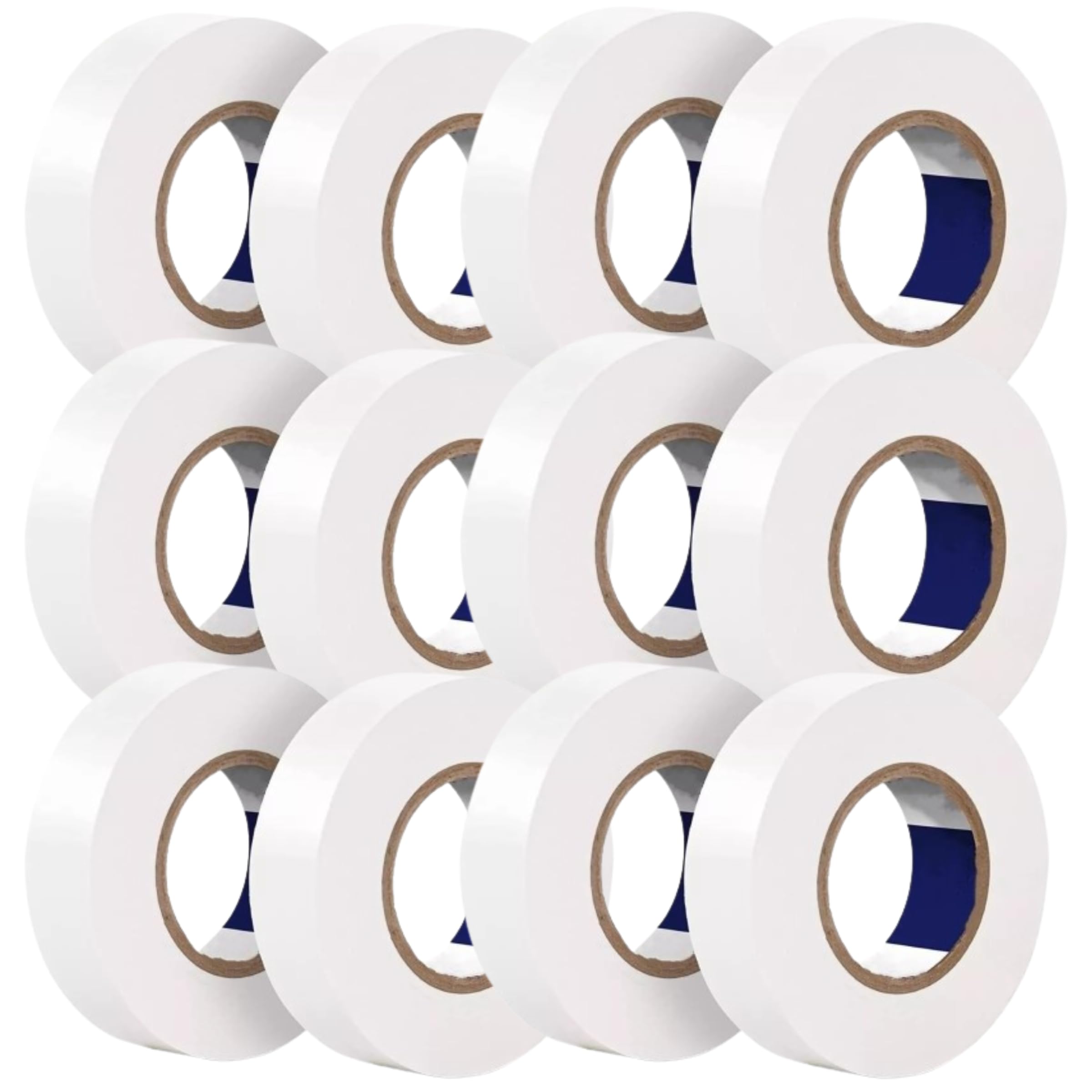 HomeBerg White Electrical Tape - 19mm x 10m, Moisture and Heat Resistant, PVC Strong Self Adhesion, Multipurpose DIY Insulation Tape (12 Pack)