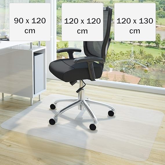 Jago Bodenschutzmatte 90x120cm | Größenwahl, Weiß für Laminat, Parkett, Fliesen und Hartböden | Bodenmatte, Bodenschutz, Büro