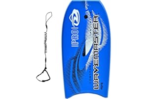 BEACHMALL 44 inch Body Board Ultimate Wavemaster Pro Bodyboard, Super EPS Core with Pro Quality Wrist Leash