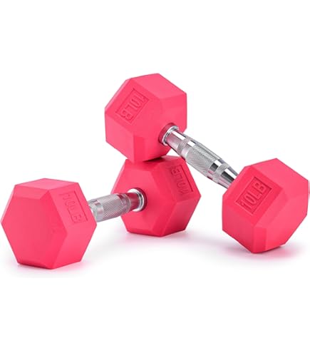 Rubber Coated Hex Cap Dumbbell 10 Lb Set With Rack York Barbell