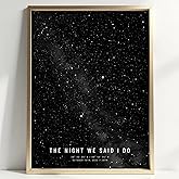 LOVELYPOD Personalized Star Map Canvas Print, Custom Stars Above Map Wall Art, Wedding Constellation Gift, Gift for Valentine, Christmas, Birthday 03