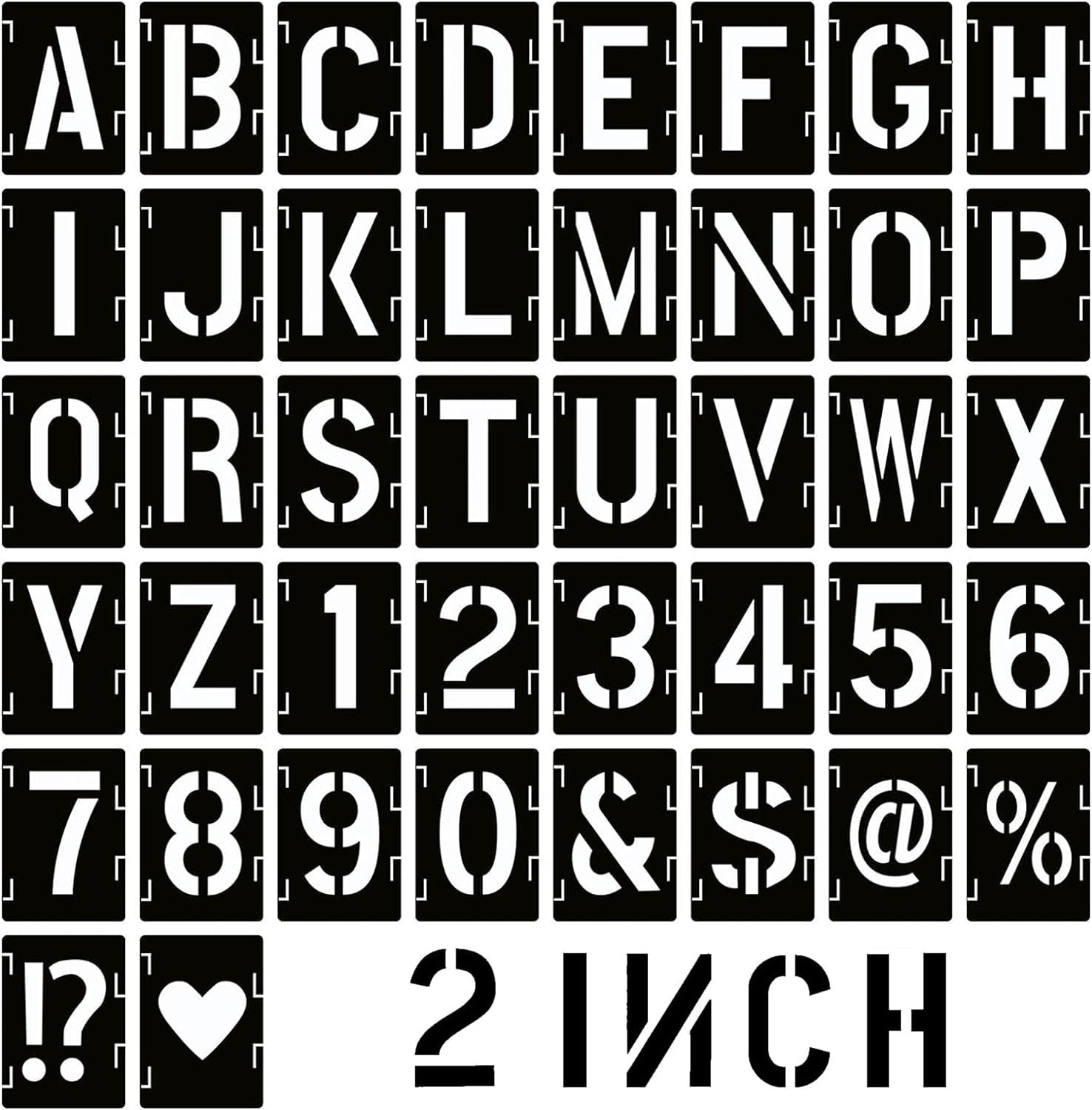 2 Inch Letter and Number Stencils,Letters and Numbers Stencil Kit,42 Pcs Reusable Alphabet Templates Interlocking Stencil Kit for Painting on Wood,Wall,Fabric,Rock,Sign,DIY Art Projects(2INCH/42PCS)
