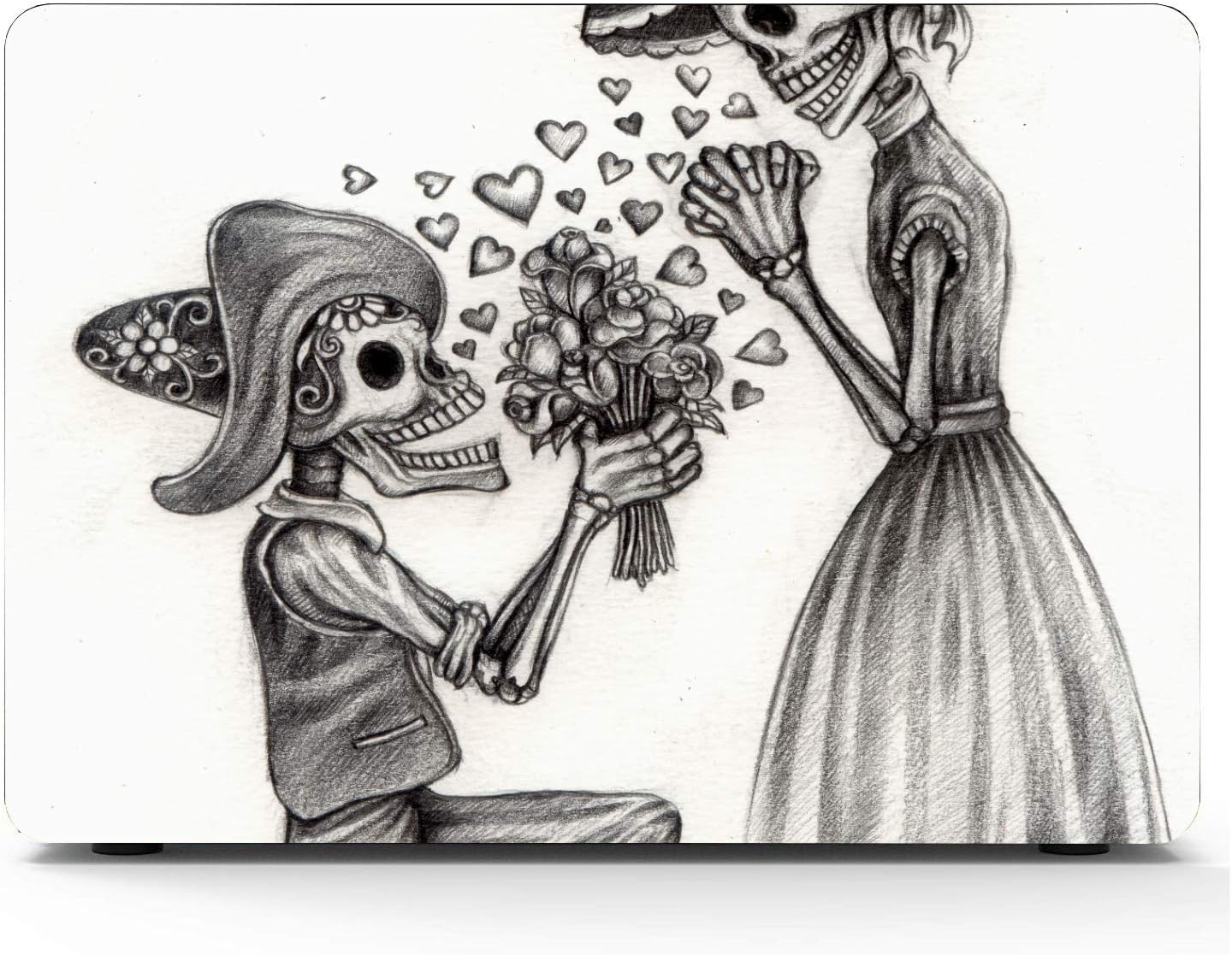 MacBook 11 Inch Case Abstract Dead of Day Skull Couple Wedding Plastic Hard Shell Compatible Mac Air 11" Pro 13" 15" Laptop Hard Shell Case Protection for MacBook 2016-2019 Version