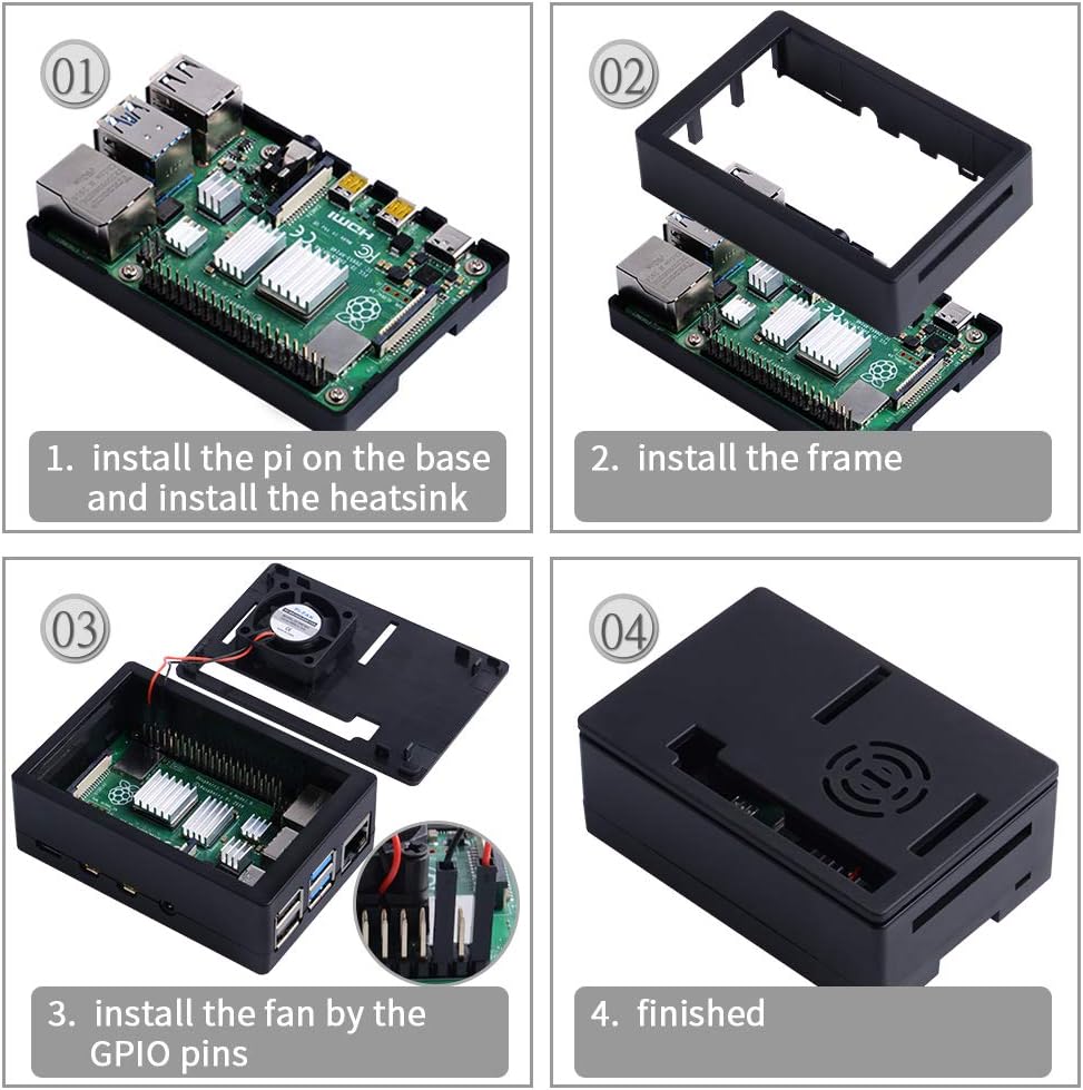 owootecc 3.5 inch Touch Screen with Case for Raspberry Pi 5/4B, with Fan and Heatsinks - Image 4