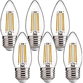 FLSNT Dimmable LED Candelabra Light Bulbs 60W Equivalent E26 Base, B11 LED Chandelier Candle Light Bulbs, 2700K Soft White, 6 Pack UL,CA65 Listed.