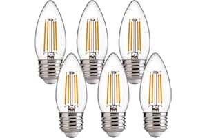 FLSNT Dimmable LED Candelabra Light Bulbs 60W Equivalent E26 Base, B11 LED Chandelier Candle Light Bulbs, 2700K Soft White, 6 Pack UL,CA65 Listed.