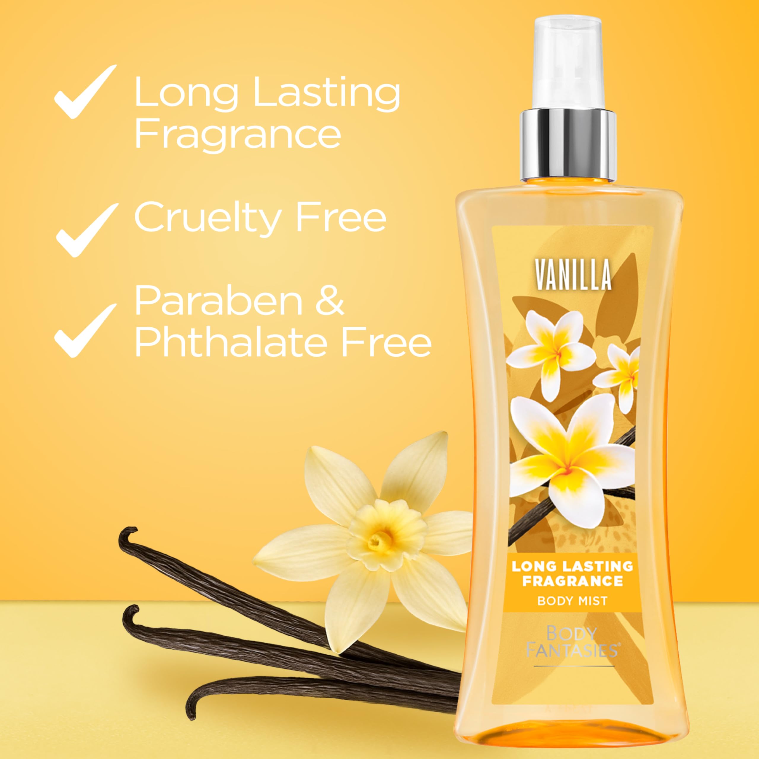 Body Fantasies Signature Fragrance Body Spray, Vanilla, 8 fl oz (Pack of 2)