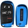 Ford Explorer Key Fob Cover IJDMTOY Chrome Finish Blue TPU Key Fob Protective Cover Case Compatible With Ford Or Lincoln 4/5-Button Keyless Intelligent Access Key 2025 Ford Escape Accessories