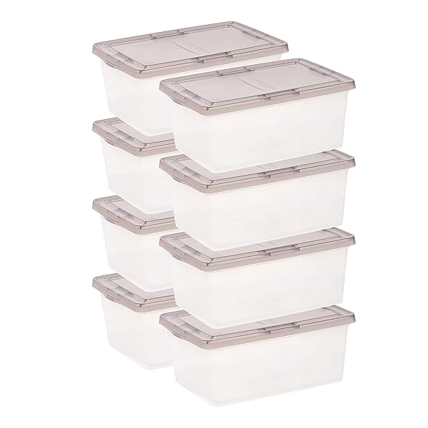 IRIS USA 8 PACK 17 QUART SNAP TOP PLASTIC STORAGE BOX