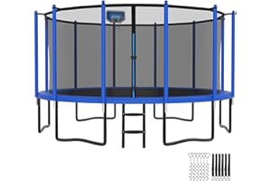 YORIN Tranpoline Outdoor 16FT 15FT 14FT 12FT 10FT 10FT with Basketball Hoop & Net, 1500 LBS, ASTM Approved, Easy Install, Backyard Heavy Duty Large Tranpolines for Kids and Adults