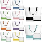 Sanwuta 20 Pcs Large Blank Canvas Tote Bags and Makeup Bags Blank Reusable Grocery Luggage Canvas Tote with Handles (Airy Pastel Pack)