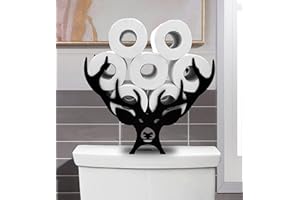EUIROET Black Antler Metal Toilet Tissue Holder,Animal Paper Holders,Decorative Metal Paper Holder,Funny Toilet Paper Storage for Bathrooms,FreeStanding Metal Toilet Paper Organizer Hold Extra 8 Rolls
