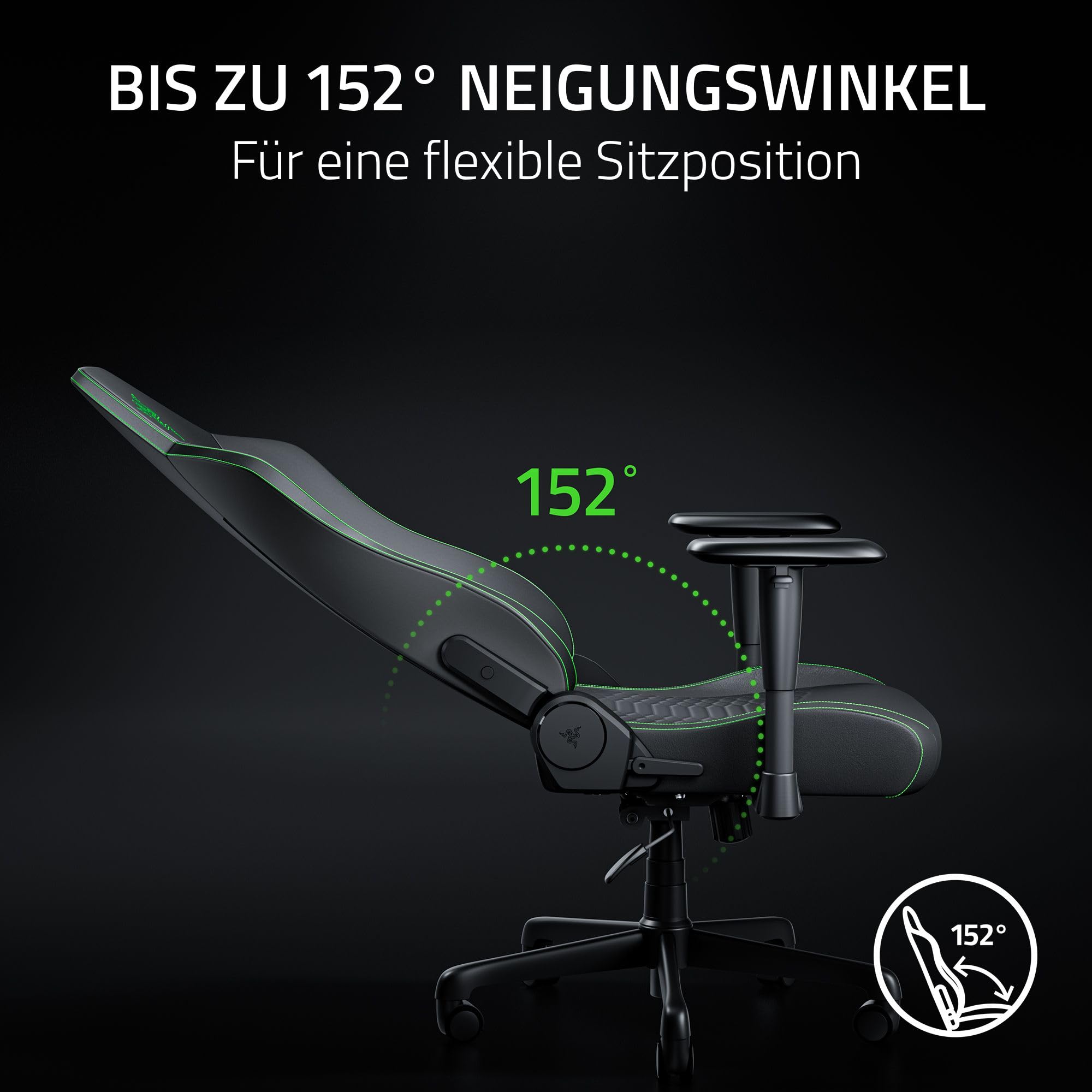Razer Iskur V2 X NewGen - Ergonomischer Gaming-Stuhl mit atmungsaktivem Gen-2 EPU-Leder mit Cooltouch Technologie - Integrierte Lordosenstütze - Breite Schulterbögen und Sitzfläche | Schwarz 7