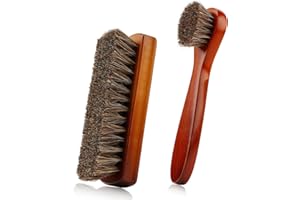 Shoe Brush Shoe Cleaning Brush 2 Pcs Horsehair Shoe Brush Boot Brush Horse Hair Brush for Leather Shoe Brushes Cleaning Leath