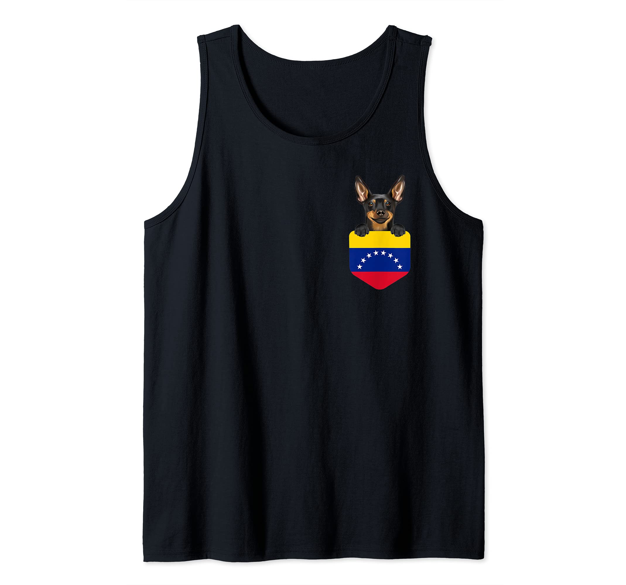 Venezuela Flag Miniature Pinscher Dog In Pocket Tank Top